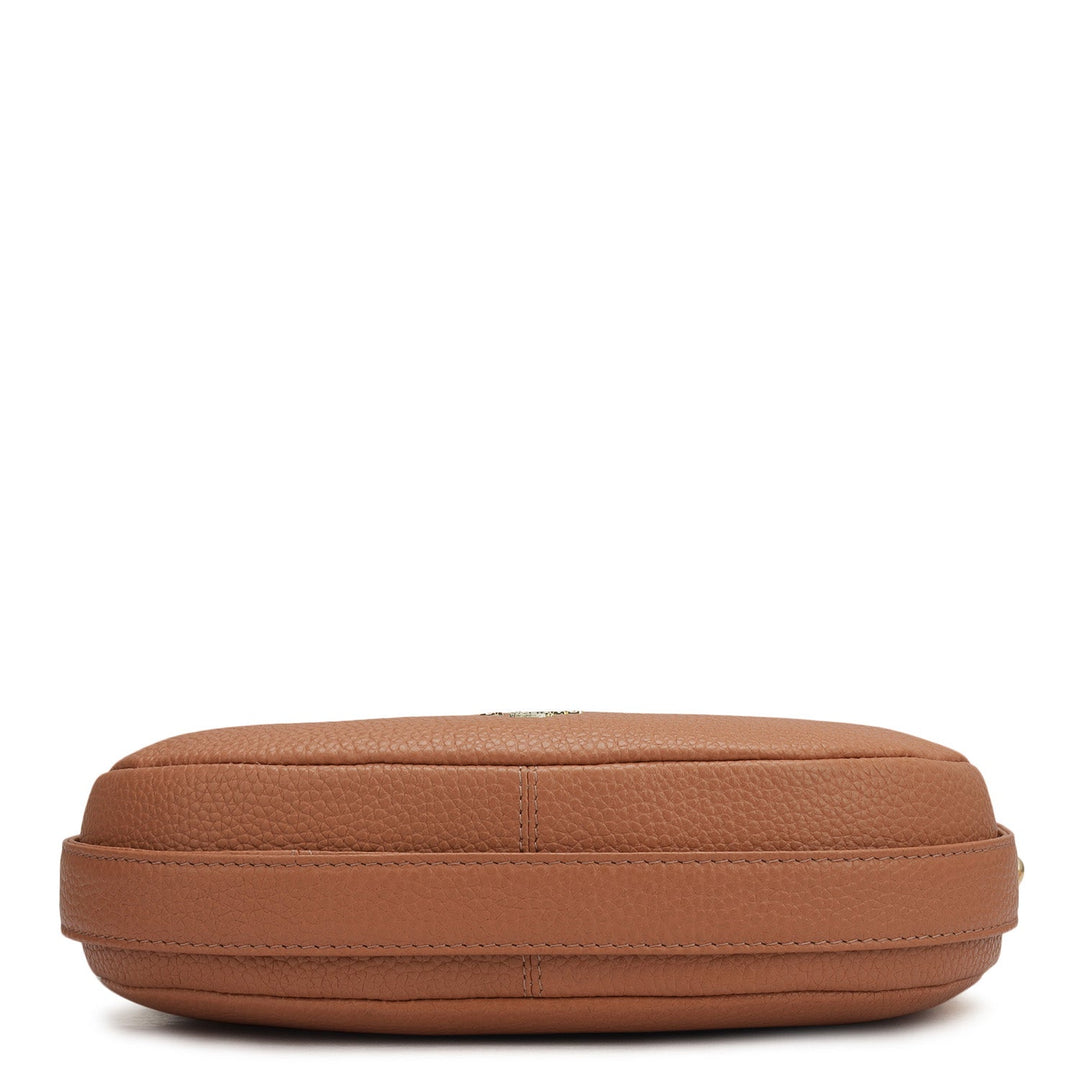 Small Wax Leather Hobo Bag - Terracotta