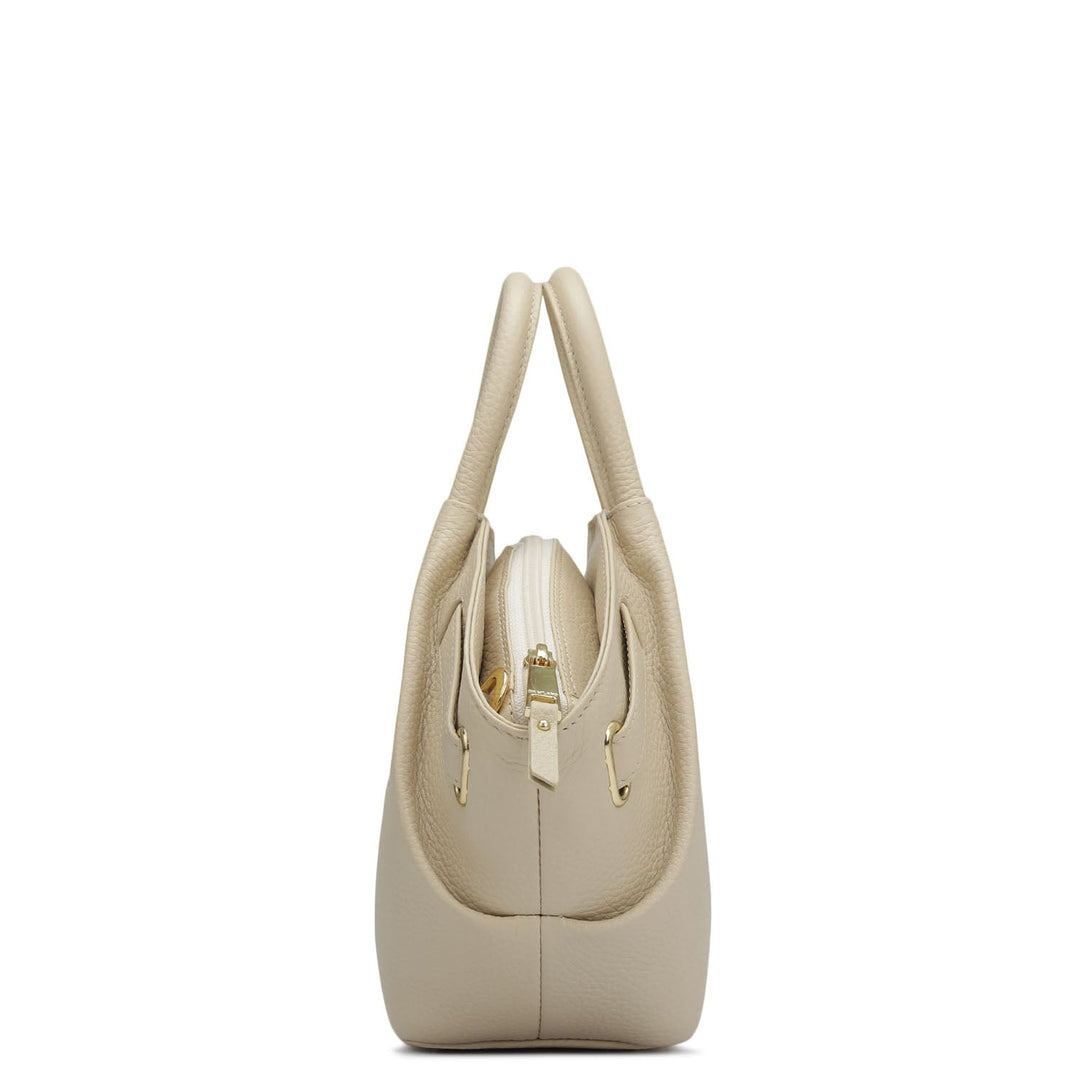 Small Wax Leather Satchel - Dove