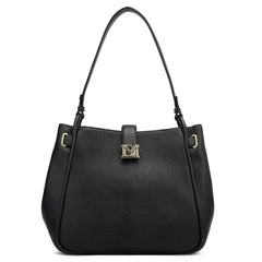 Medium Wax Leather Hobo - Black