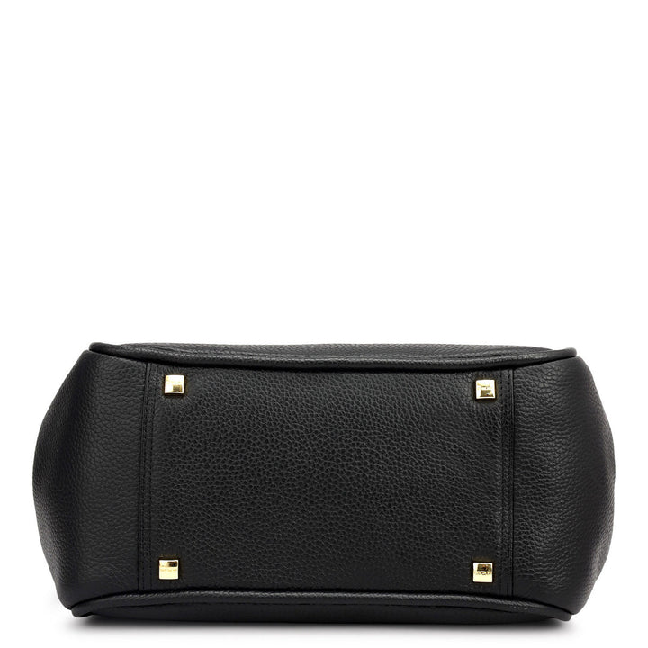 Medium Wax Leather Hobo - Black