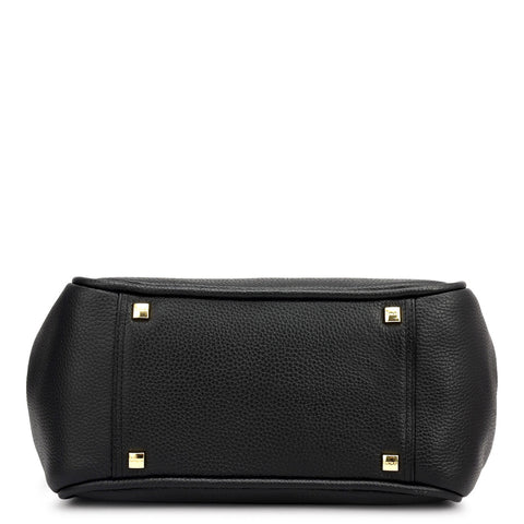 Medium Wax Leather Hobo - Black