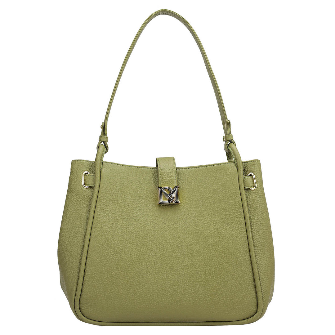 Medium Wax Leather Hobo - Fern