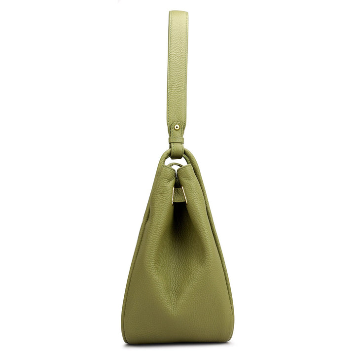 Medium Wax Leather Hobo - Fern