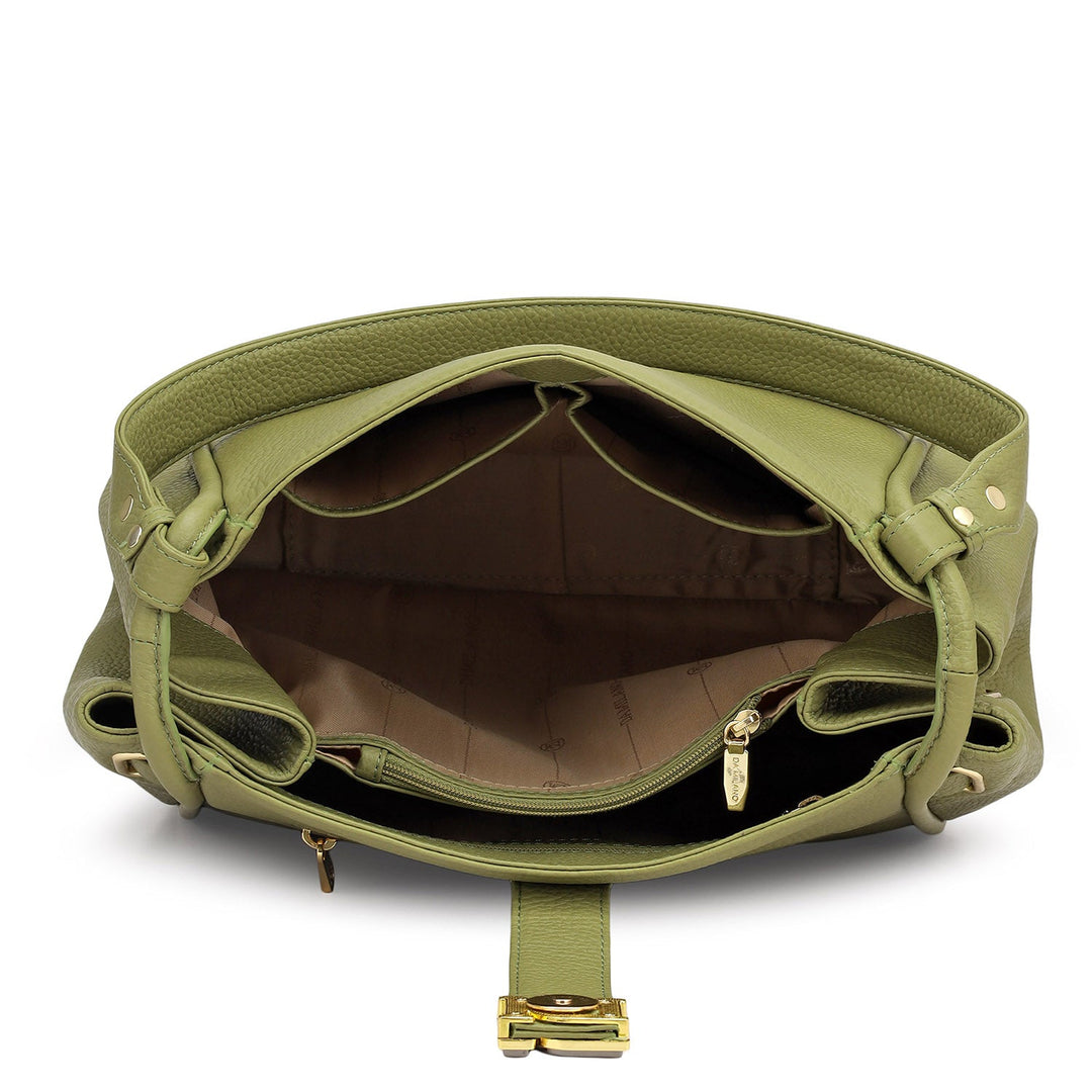 Medium Wax Leather Hobo - Fern