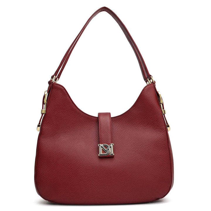 Medium Wax Leather Hobo - Cherry