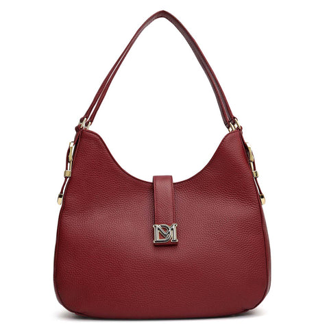 Medium Wax Leather Hobo - Cherry