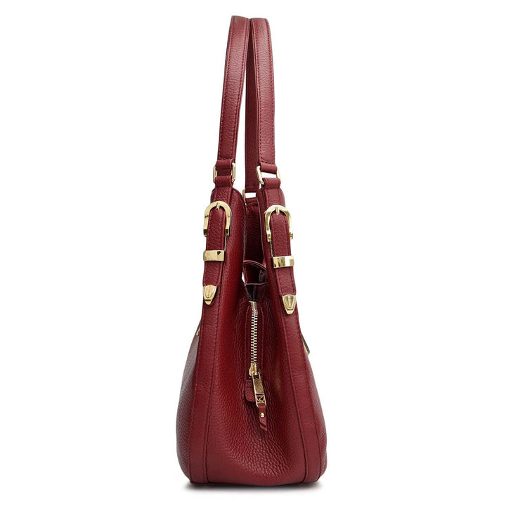 Medium Wax Leather Hobo - Cherry
