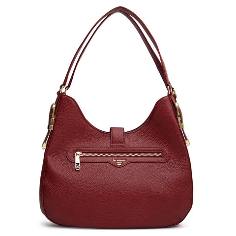 Medium Wax Leather Hobo - Cherry