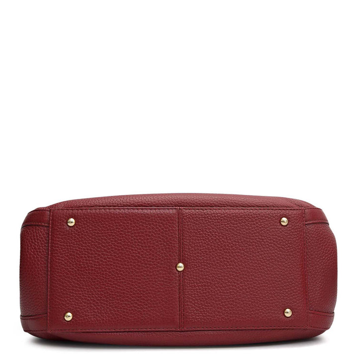 Medium Wax Leather Hobo - Cherry