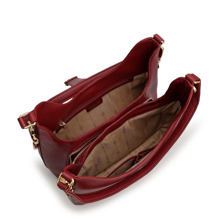 Medium Wax Leather Hobo - Cherry