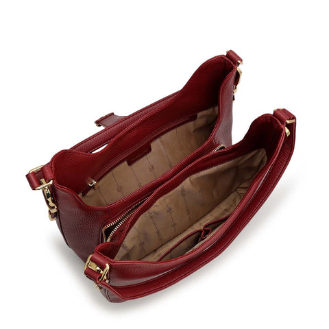 Medium Wax Leather Hobo - Cherry