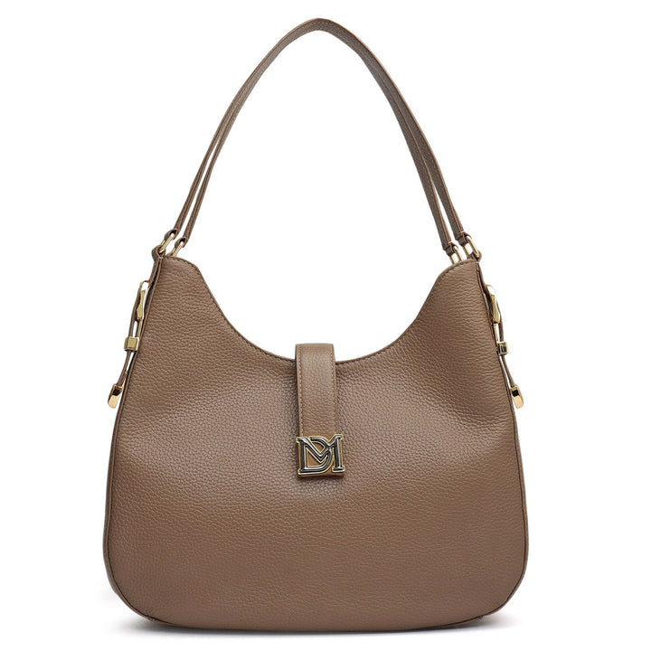 Medium Wax Leather Hobo - Smoke Grey