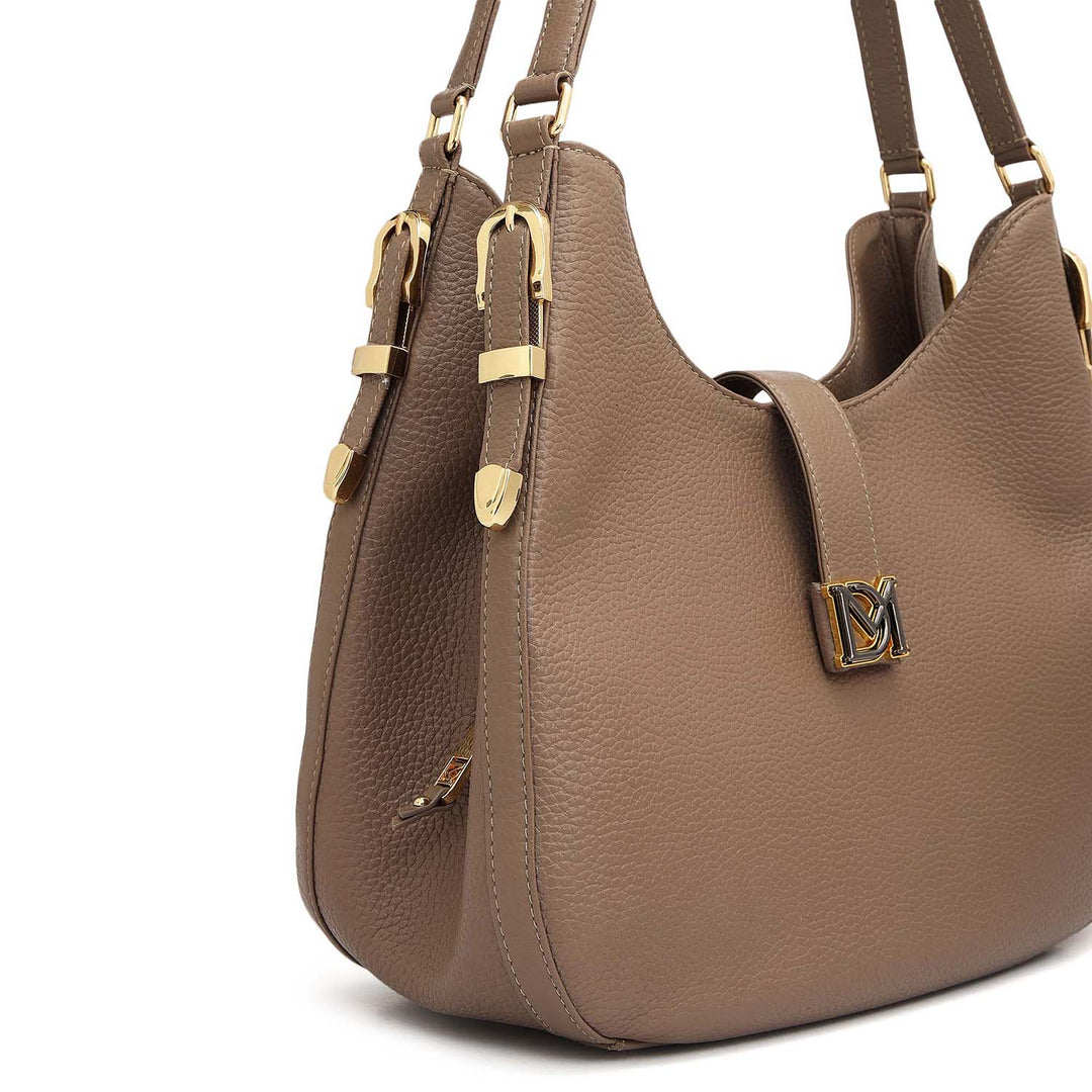 Medium Wax Leather Hobo - Smoke Grey