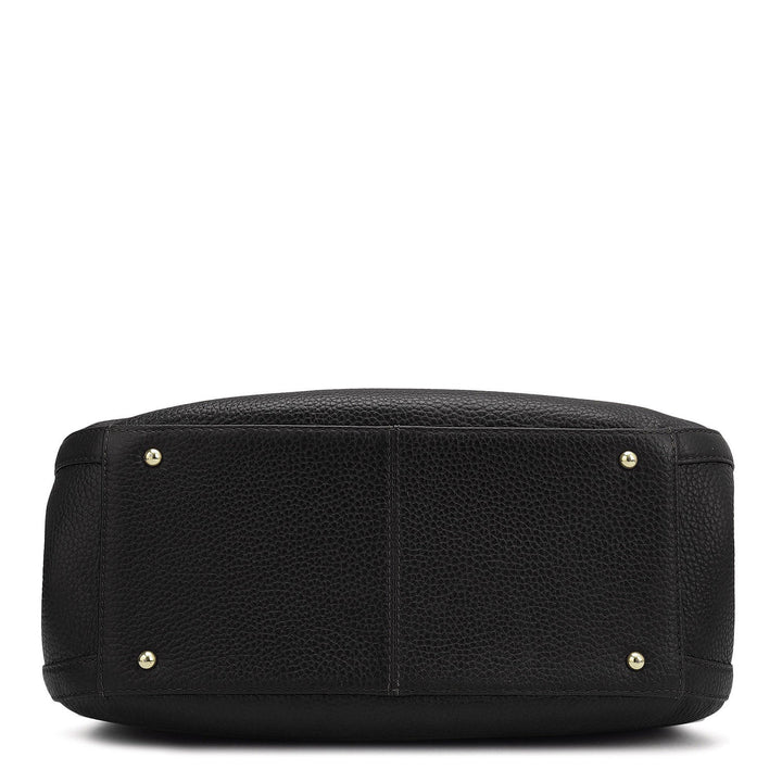 Medium Wax Leather Hobo - Black