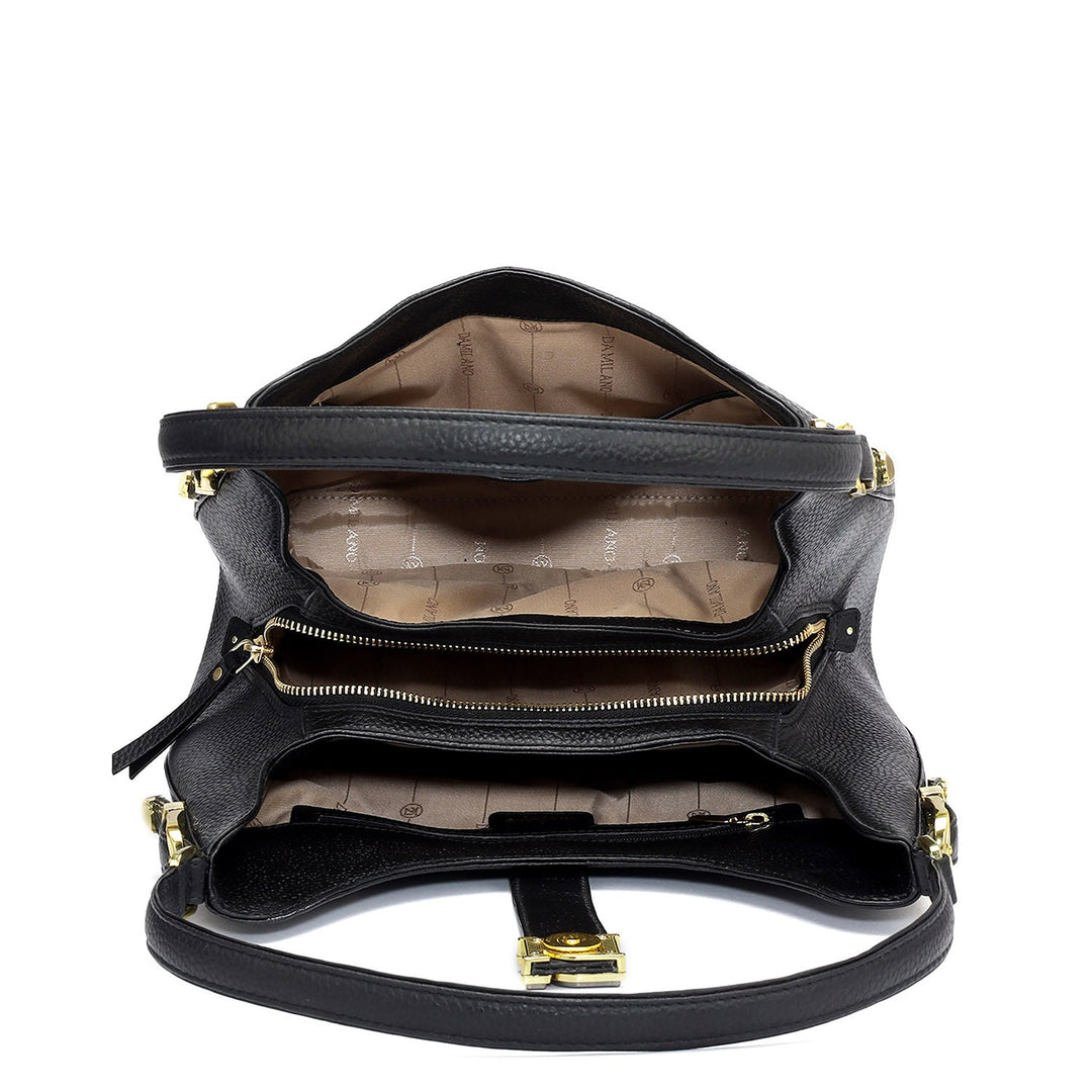 Medium Wax Leather Hobo - Black