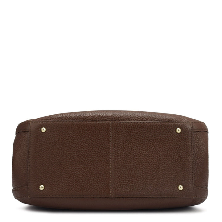 Medium Wax Leather Shoulder Bag - Espresso