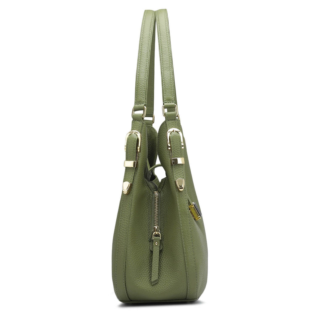 Medium Wax Leather Hobo - Fern