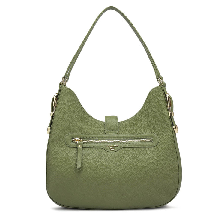 Medium Wax Leather Hobo - Fern