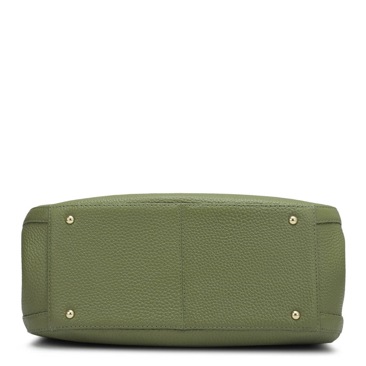 Medium Wax Leather Hobo - Fern