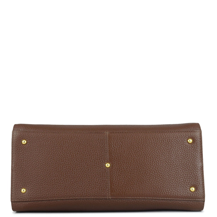 Medium Wax Leather Satchel - Espresso