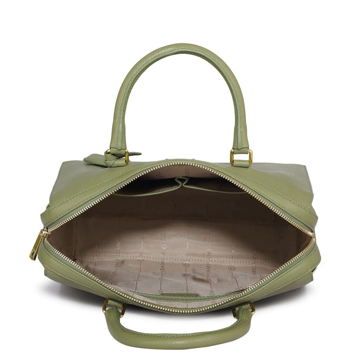 Medium Wax Leather Satchel - Fern