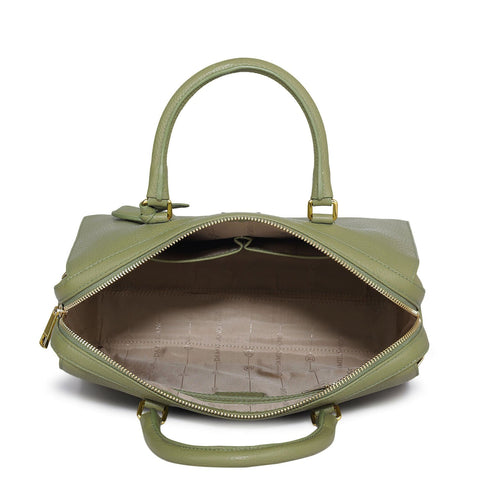 Medium Wax Leather Satchel - Fern