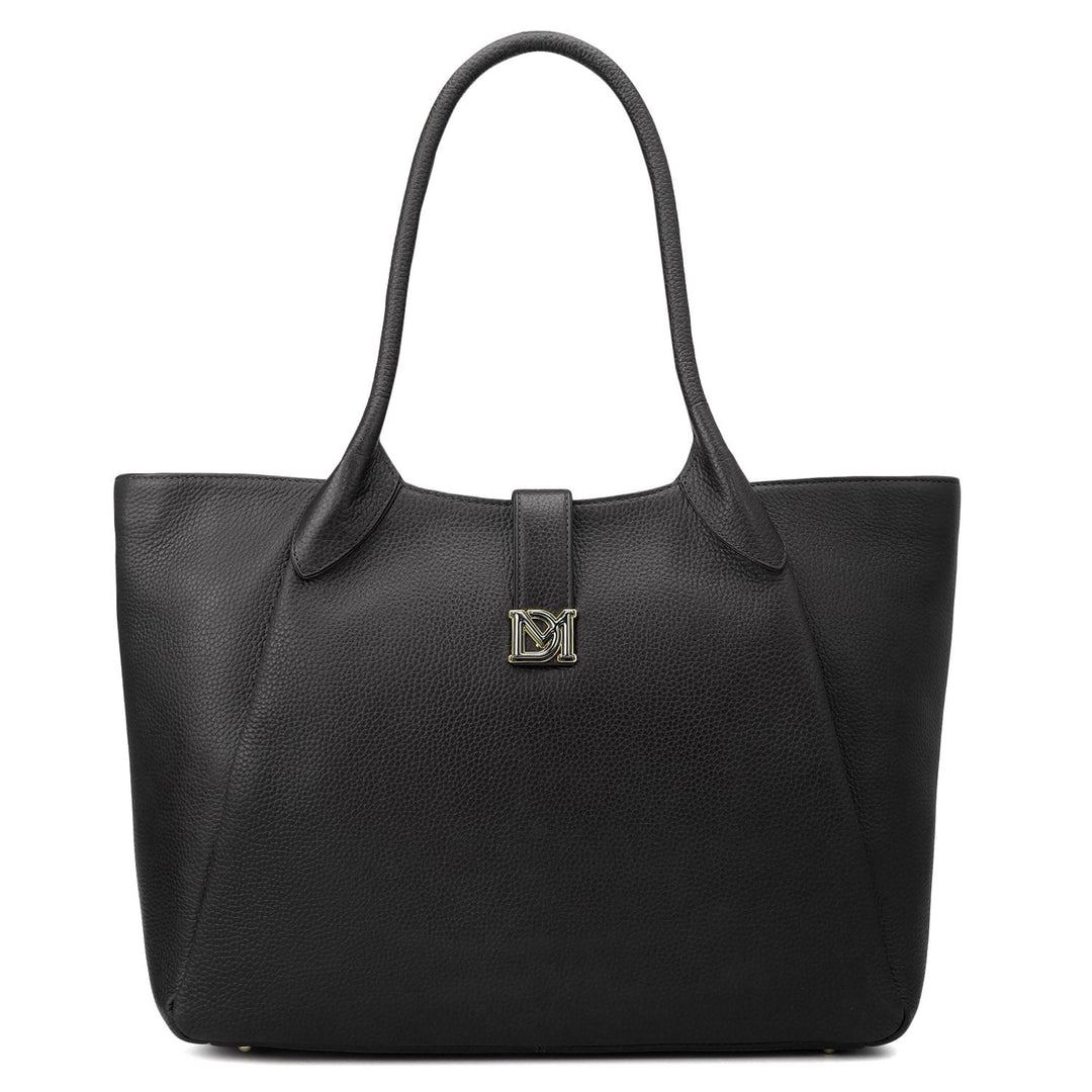 Large Wax Leather Tote - Black