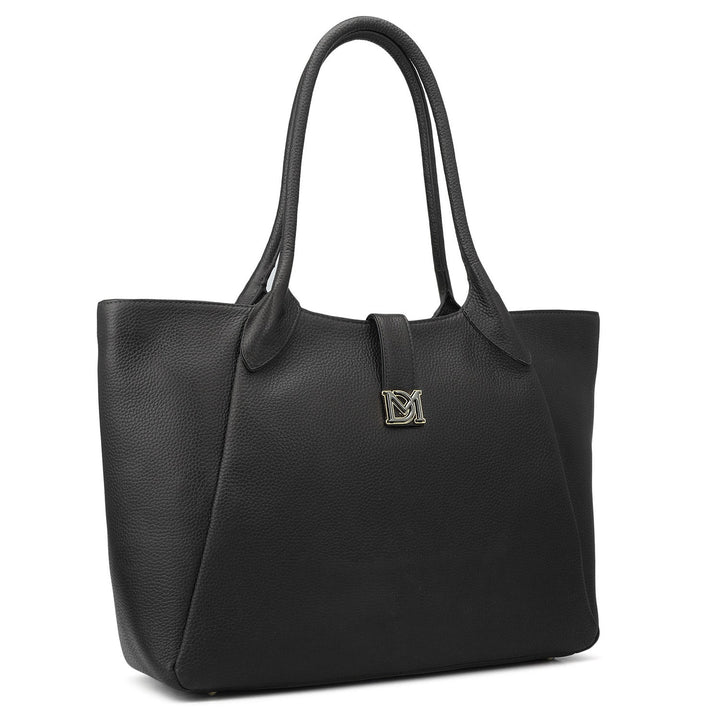 Large Wax Leather Tote - Black