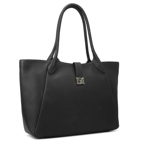 Large Wax Leather Tote - Black