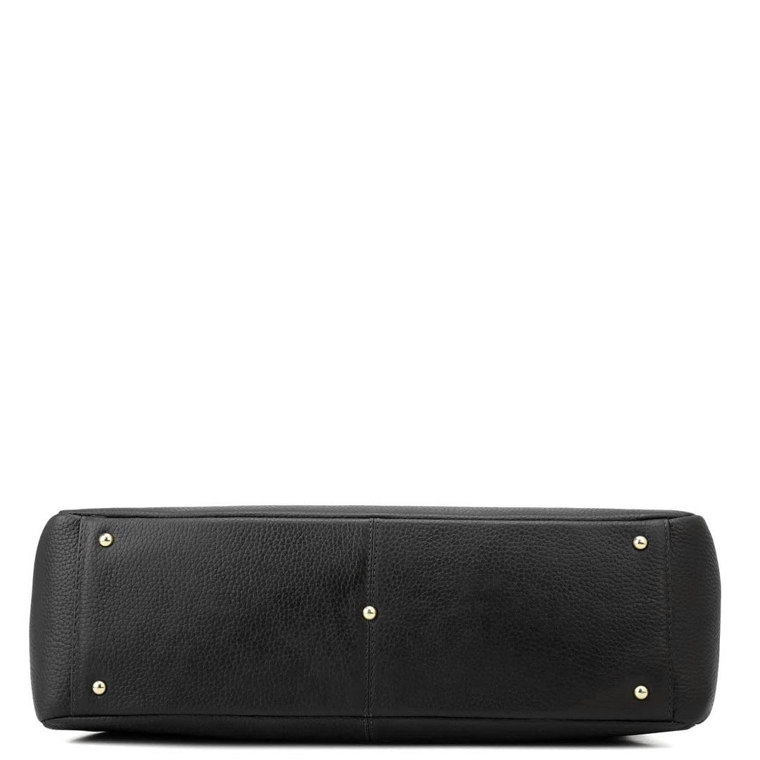 Large Wax Leather Tote - Black