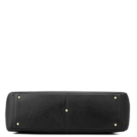 Large Wax Leather Tote - Black