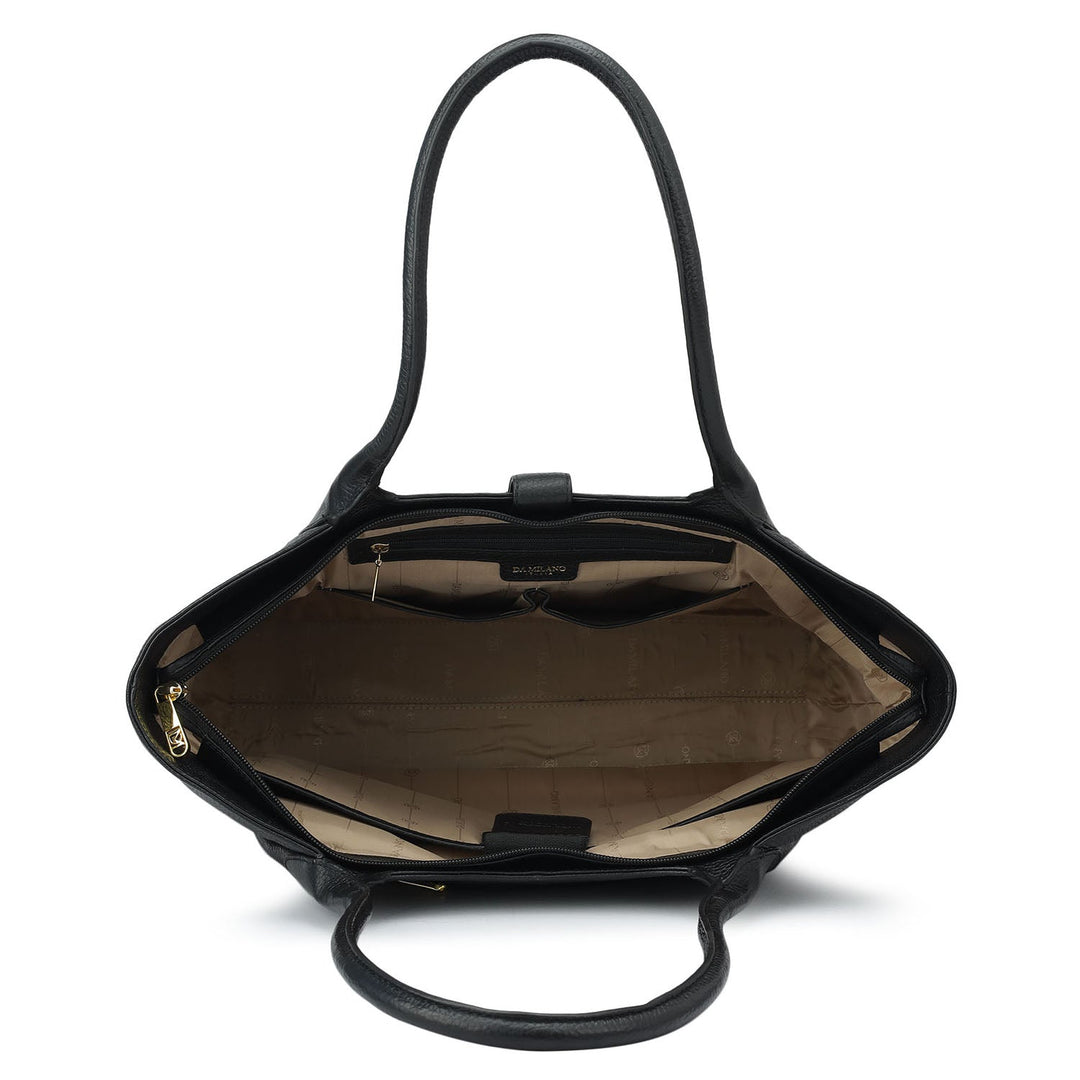 Large Wax Leather Tote - Black