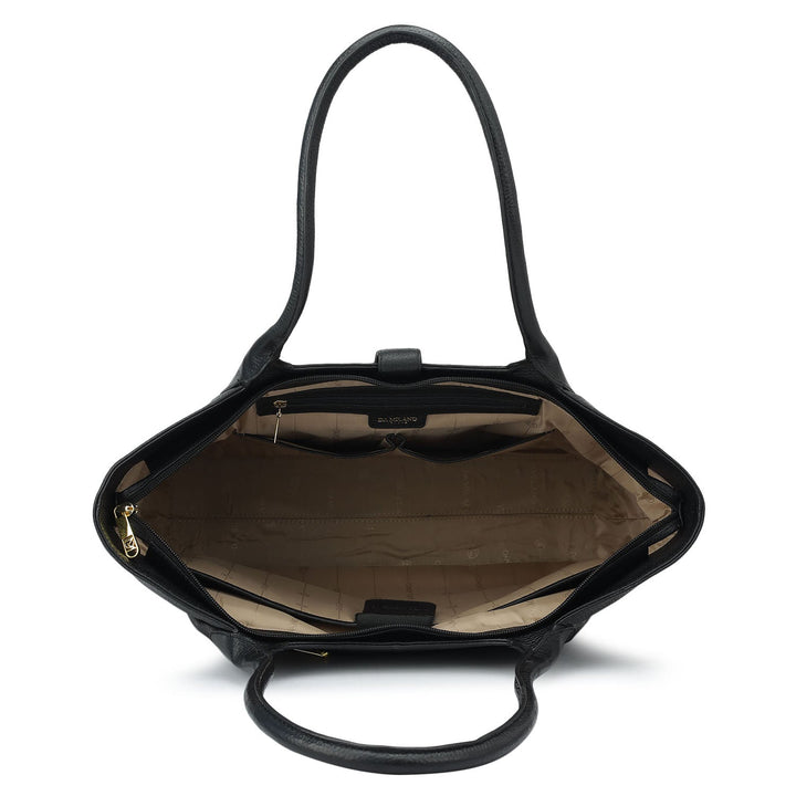 Large Wax Leather Tote - Black