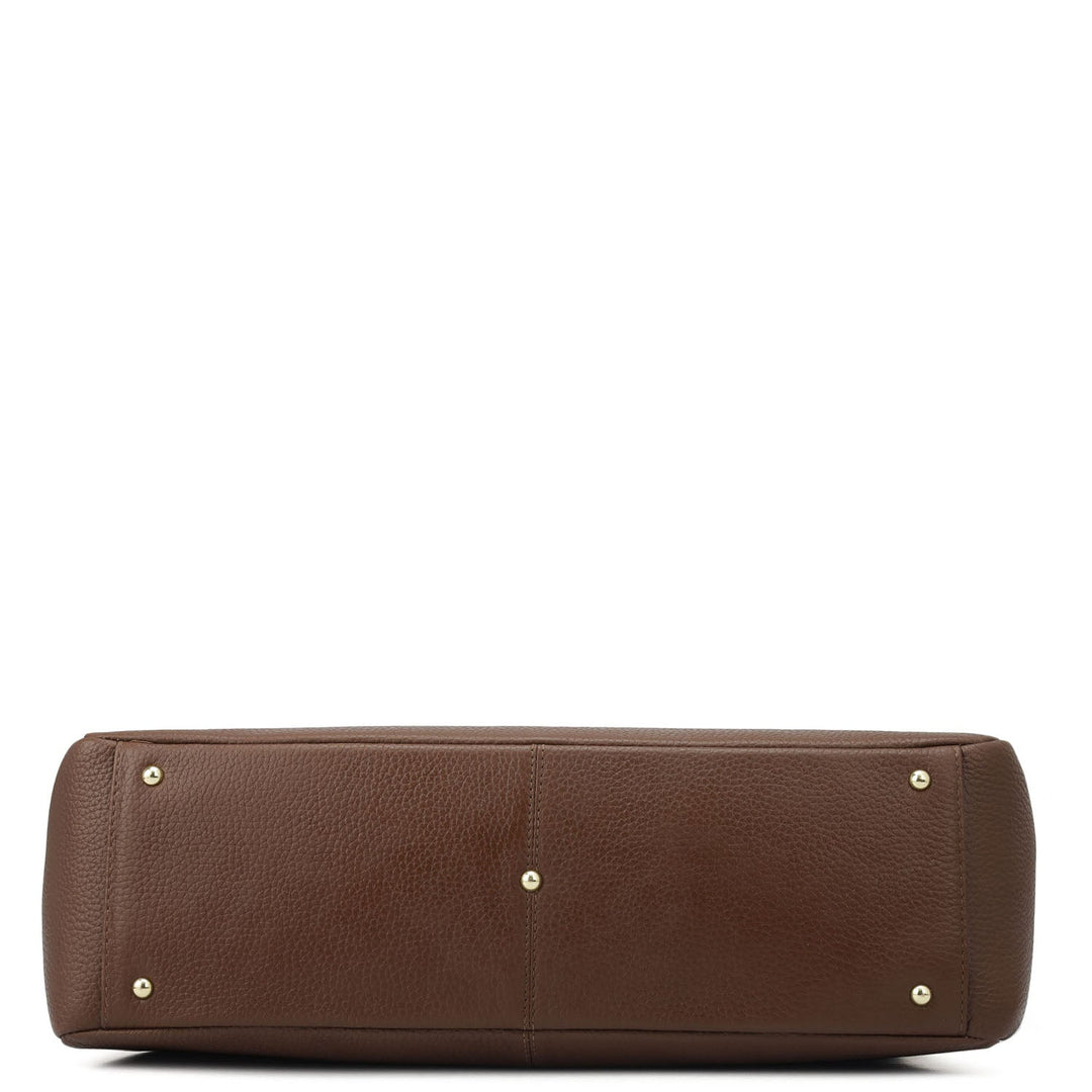 Large Wax Leather Tote - Espresso