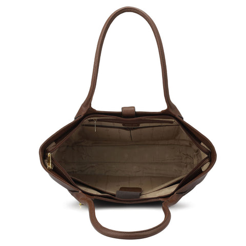 Large Wax Leather Tote - Espresso