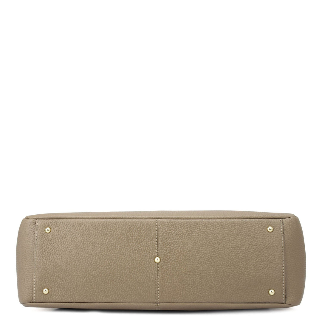 Large Wax Leather Tote - Greyish Taupe