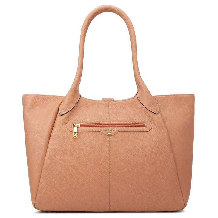 Large Wax Leather Tote - Terracotta
