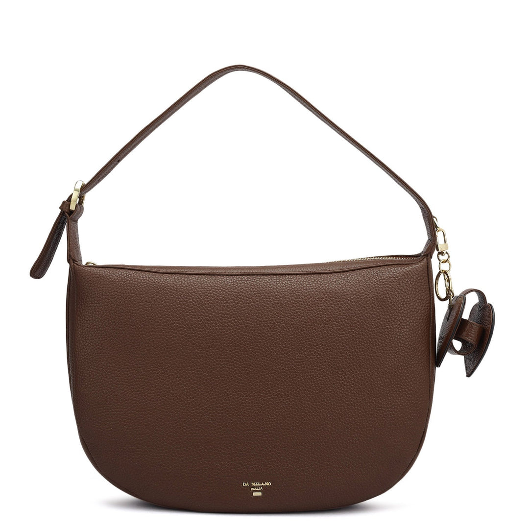 Medium Wax Leather Hobo Bag - Espresso
