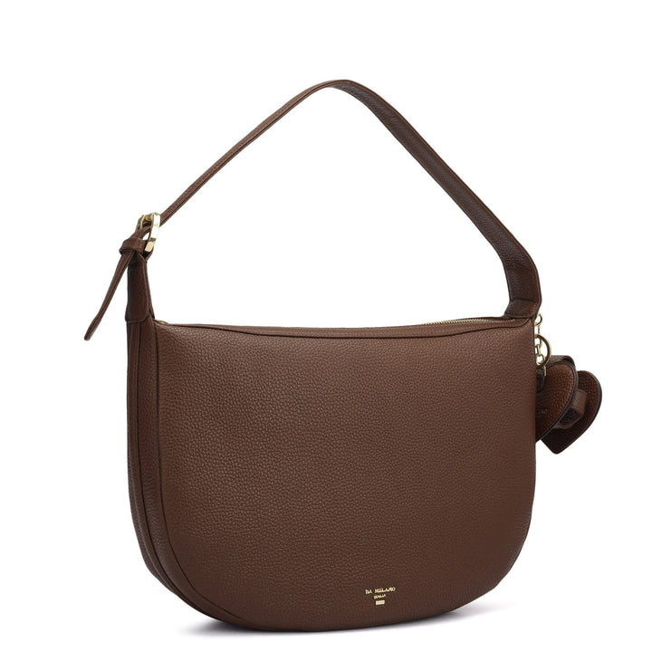 Medium Wax Leather Hobo Bag - Espresso