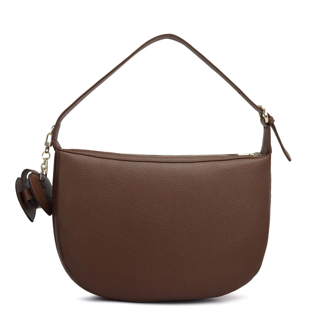 Medium Wax Leather Hobo Bag - Espresso