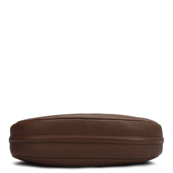 Medium Wax Leather Hobo Bag - Espresso