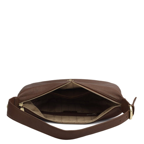 Medium Wax Leather Hobo Bag - Espresso