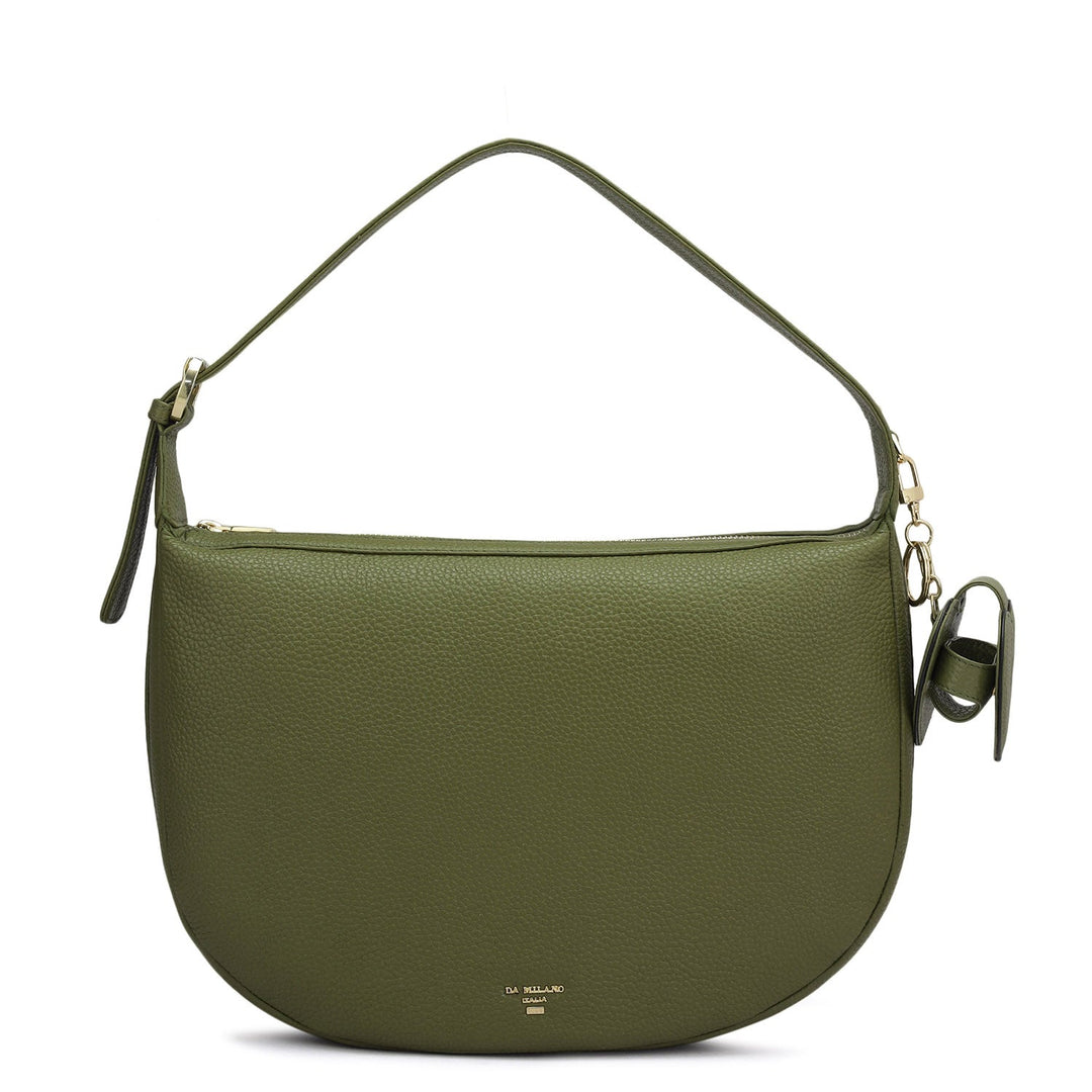 Medium Wax Leather Hobo Bag - Fern