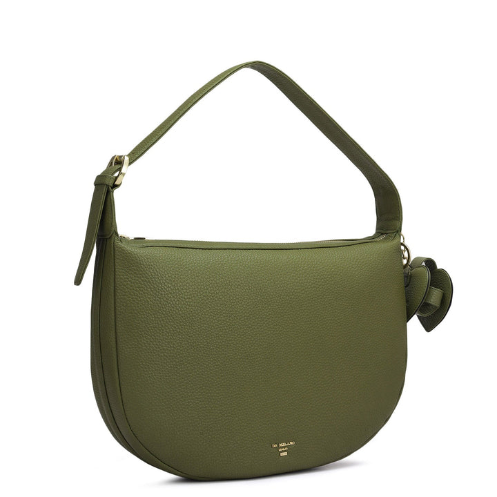 Medium Wax Leather Hobo Bag - Fern