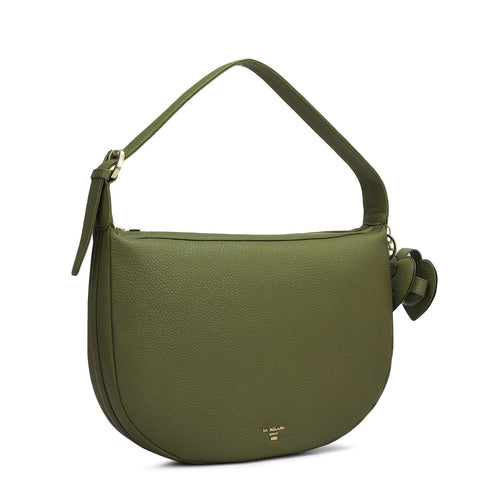 Medium Wax Leather Hobo Bag - Fern