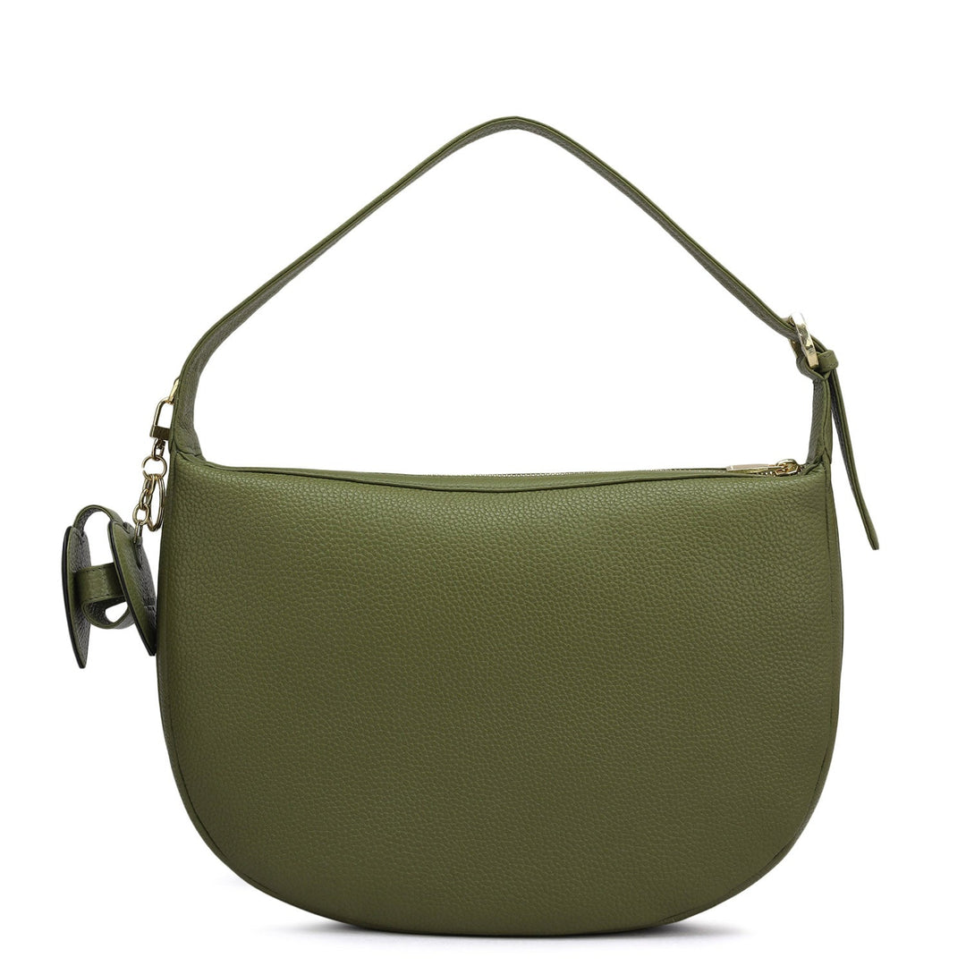 Medium Wax Leather Hobo Bag - Fern