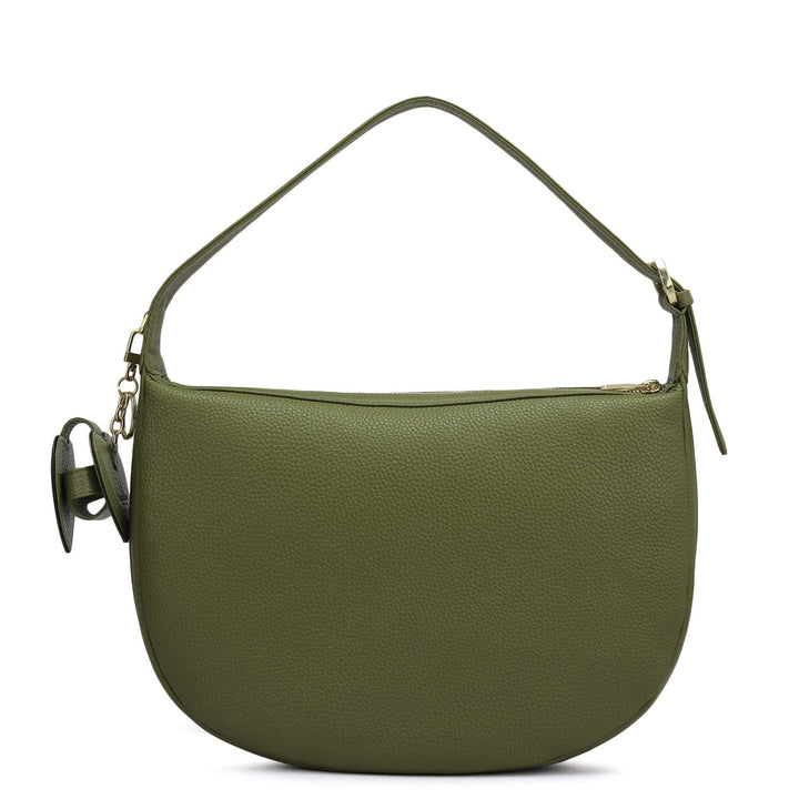 Medium Wax Leather Hobo Bag - Fern