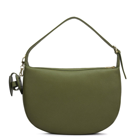 Medium Wax Leather Hobo Bag - Fern