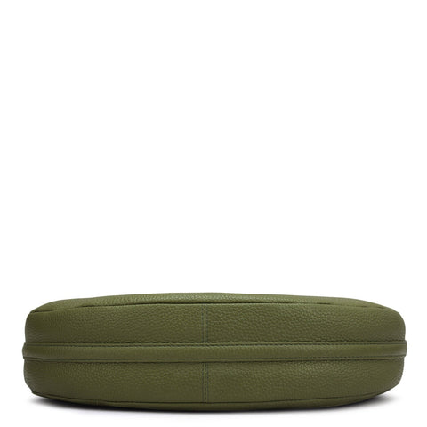 Medium Wax Leather Hobo Bag - Fern