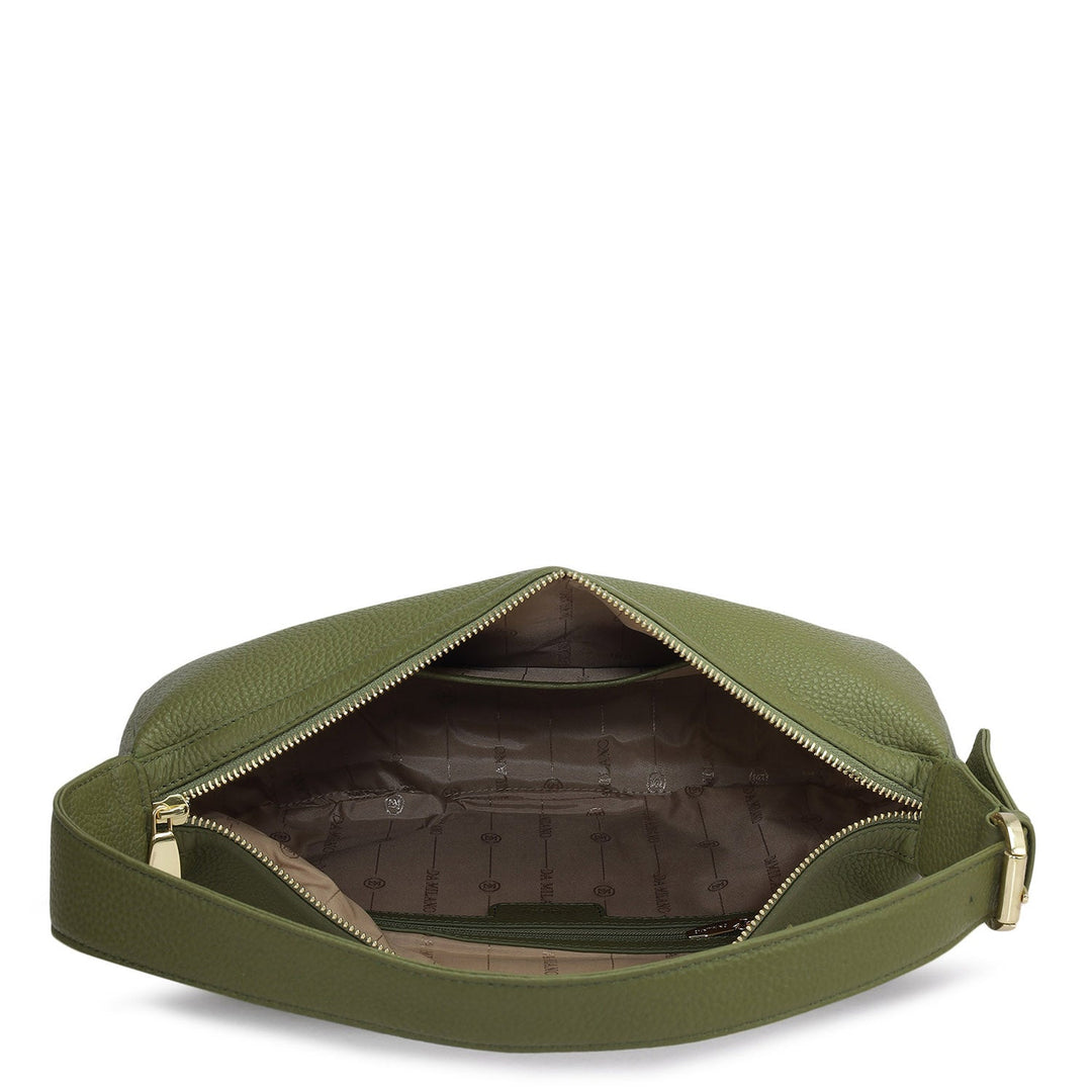 Medium Wax Leather Hobo Bag - Fern